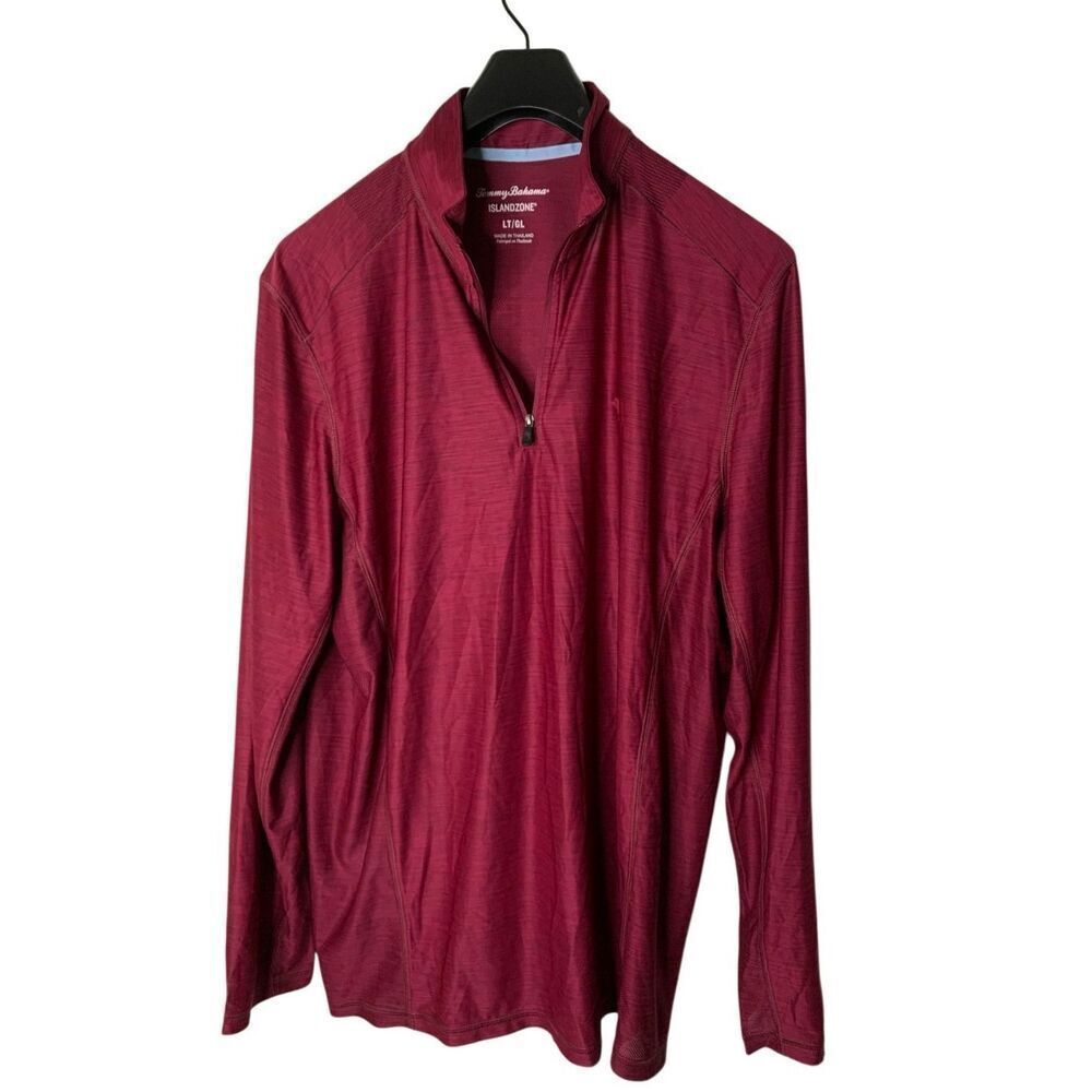 Tommy Bahama Islandzone Palm Coast Half Zip Beet Red men's size large NEW